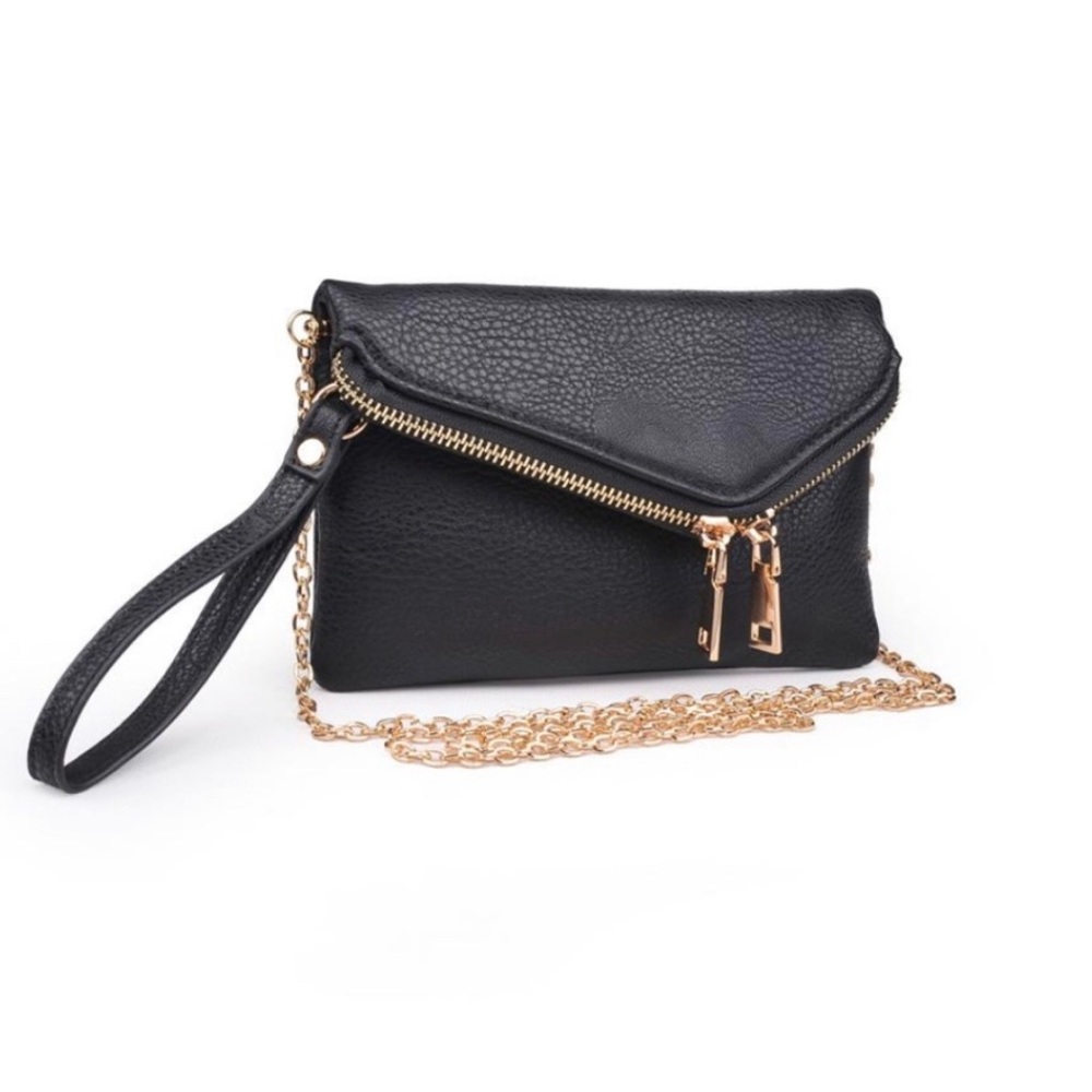 Urban Expressions Envelope Fold Over Clutch Wristlet Black Purse